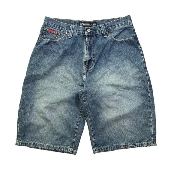 Y2K Drunk Munky Baggy Wide Leg Denim Jean Shorts Hip Hop - Picture 1 of 5